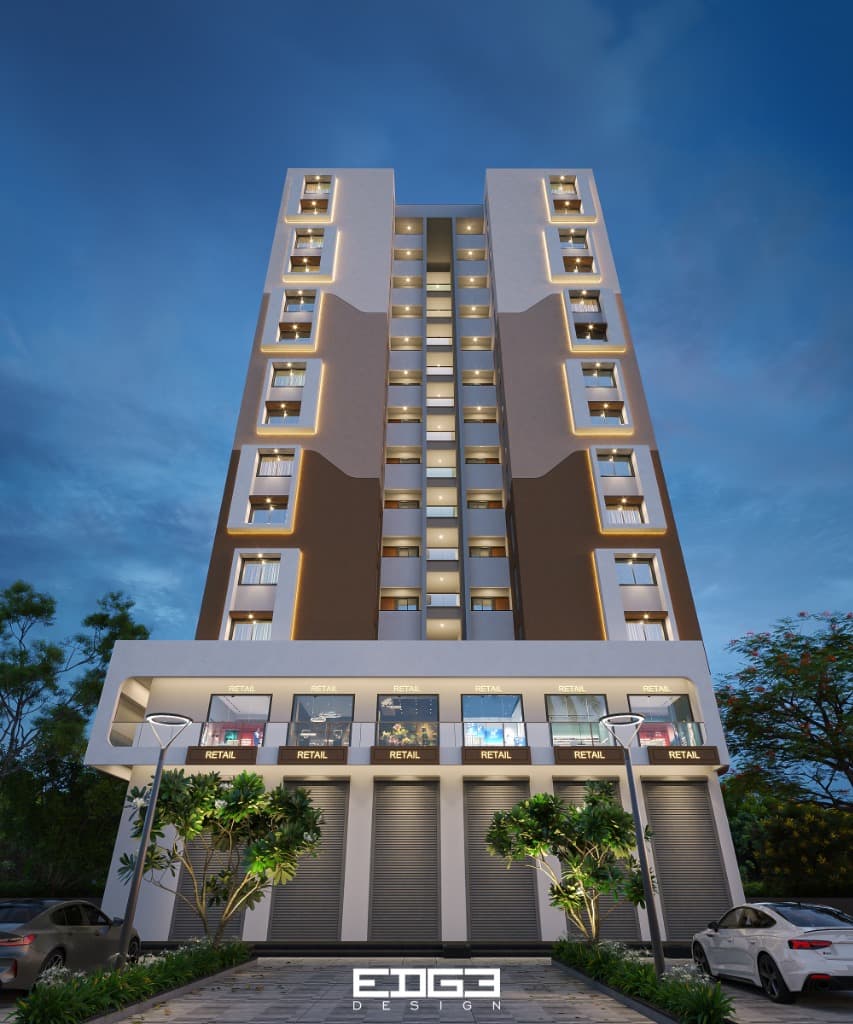 Advait Skyline Premium Commercial Shopfront Render